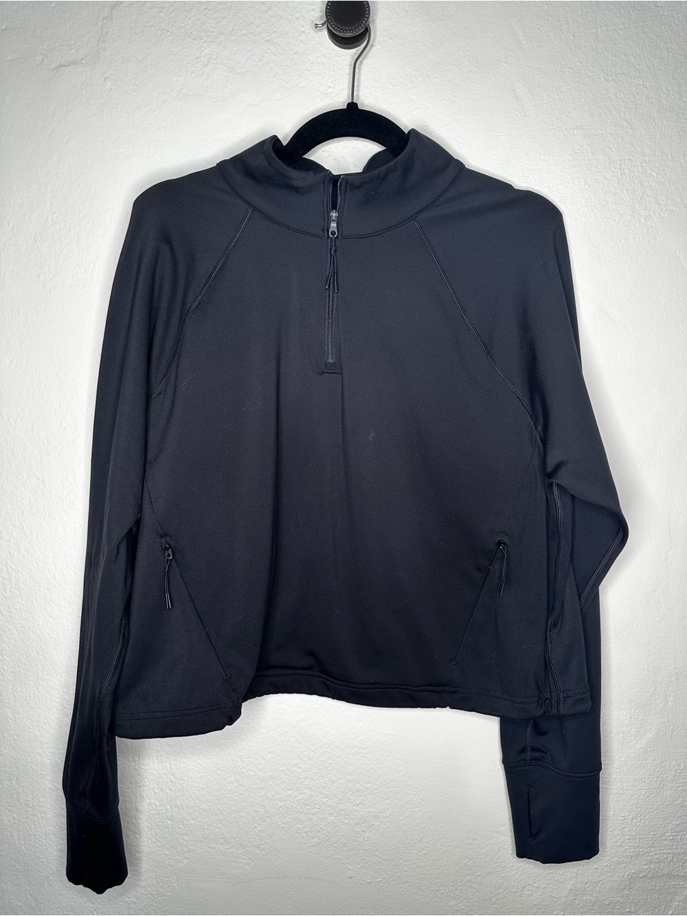 aerie Black Half-Zip Cowl Pullover